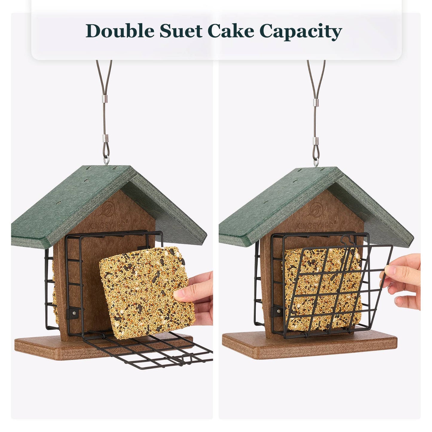 Kingsyard Recycled Plastic Double Suet Feeder for Hanging