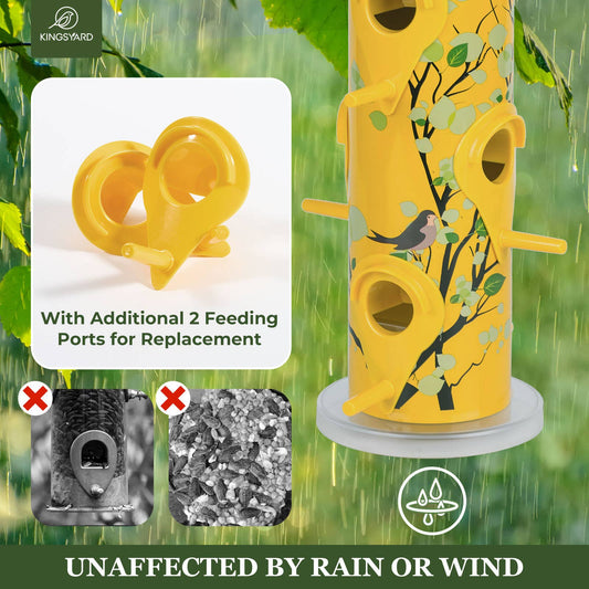 Kingsyard 6-Ports Metal Bird Feeders for Outside, 14 inch