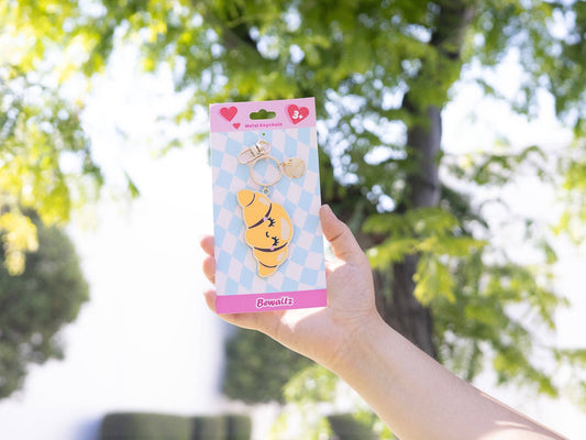 Croissant Glitter Metal Keychain