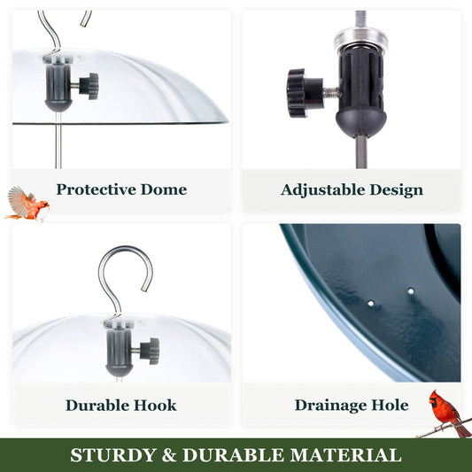 Kingsyard Adjustable Height Hanging Tray Bird Feeder