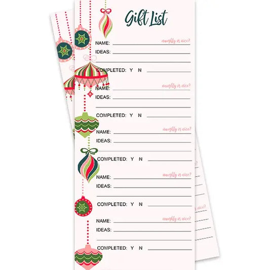 Holiday Christmas Ornaments Gift Shopping List Pad
