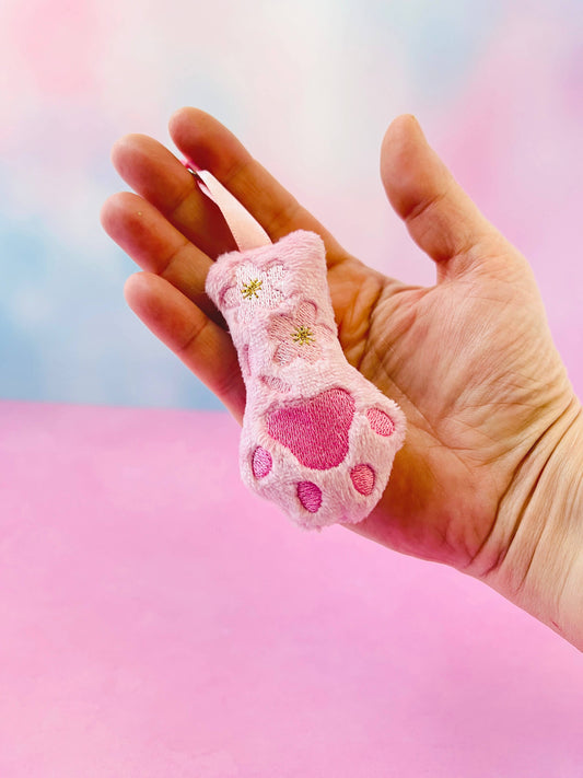 Pink Cat Paw Cherry Blossoms Kawaii Pastel Goth Bag Clip