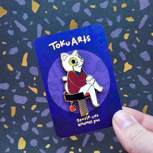 White Dapper Cat Enamel Pin