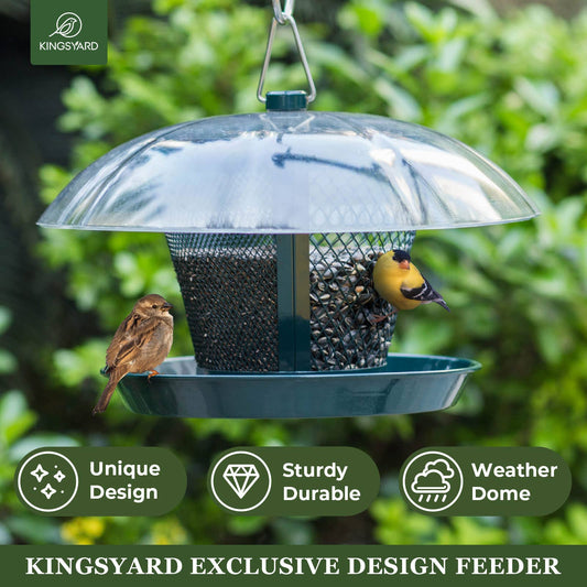 Kingsyard Metal Mesh Wild Bird Feeder with Weather Dome
