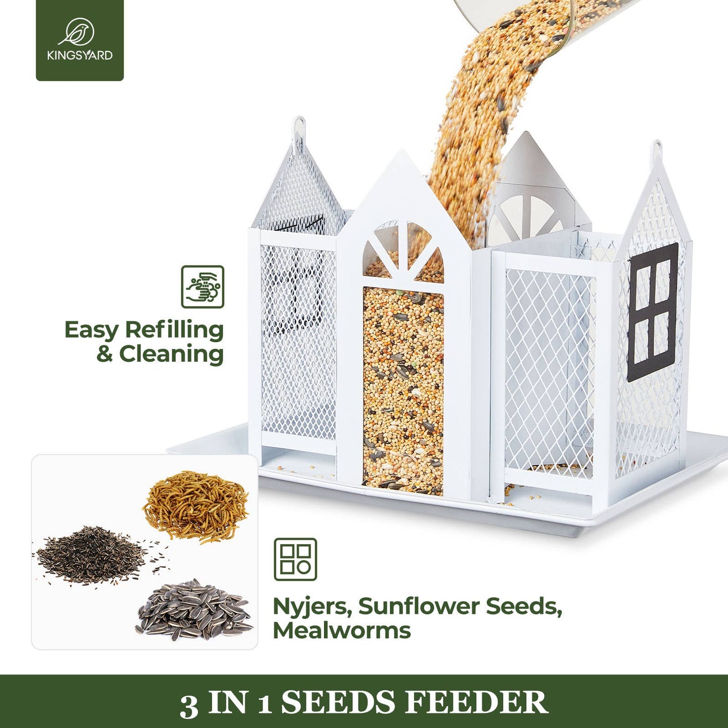 Kingsyard Metal House Bird Feeder for Outdoor Hanging
