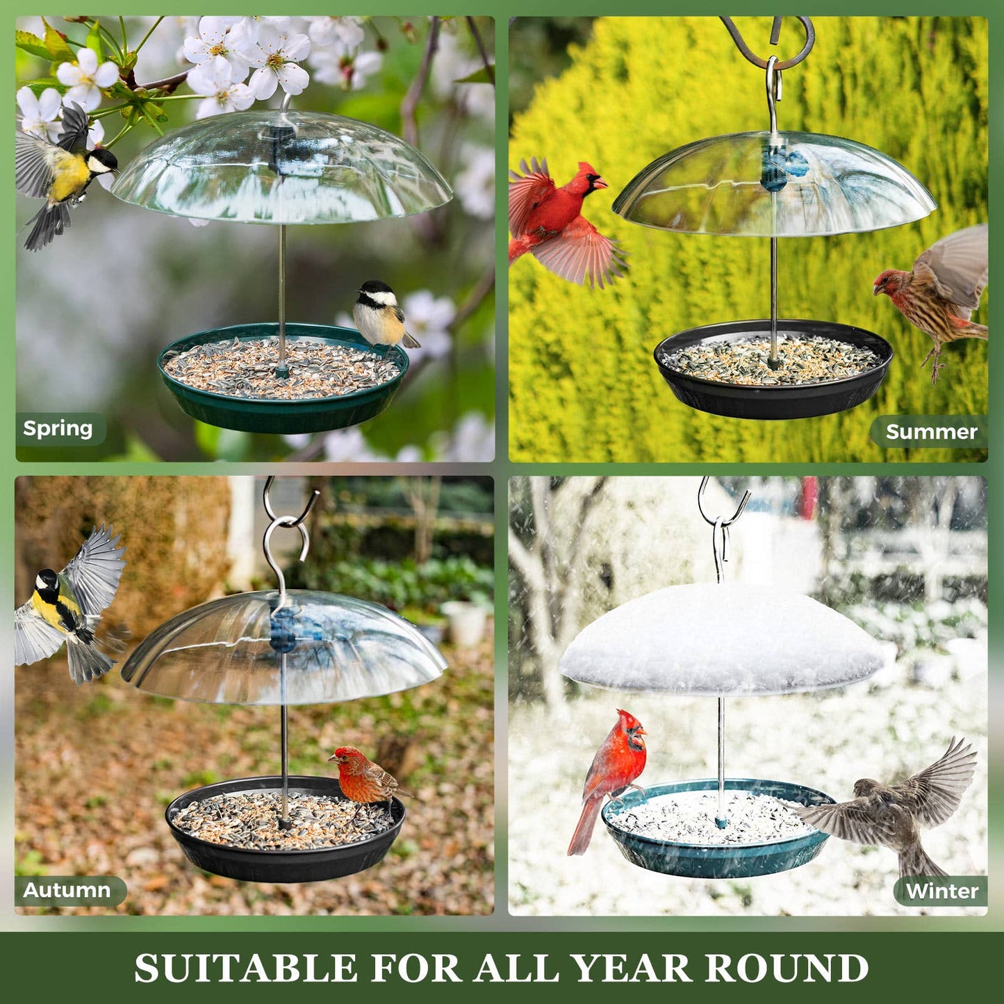 Kingsyard Adjustable Height Hanging Tray Bird Feeder