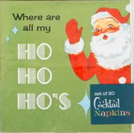 Santa Ho Ho Hos Cocktail Beverage Napkin Pack