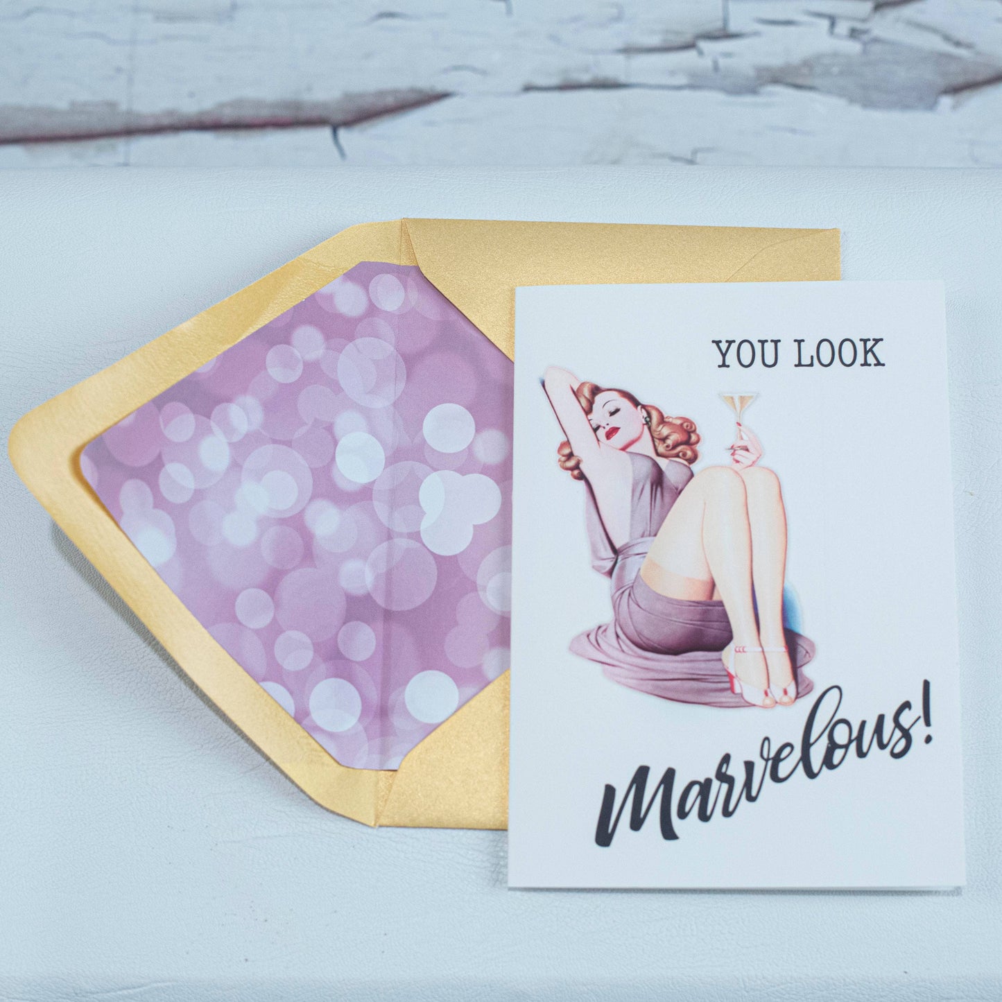 You Look Marvelous Vintage Pinup Martini Birthday Card