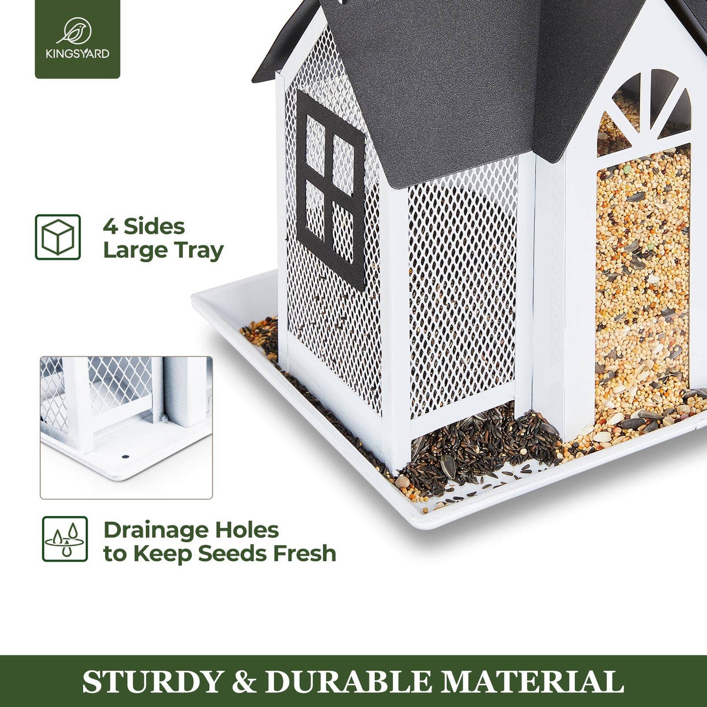 Kingsyard Metal House Bird Feeder for Outdoor Hanging