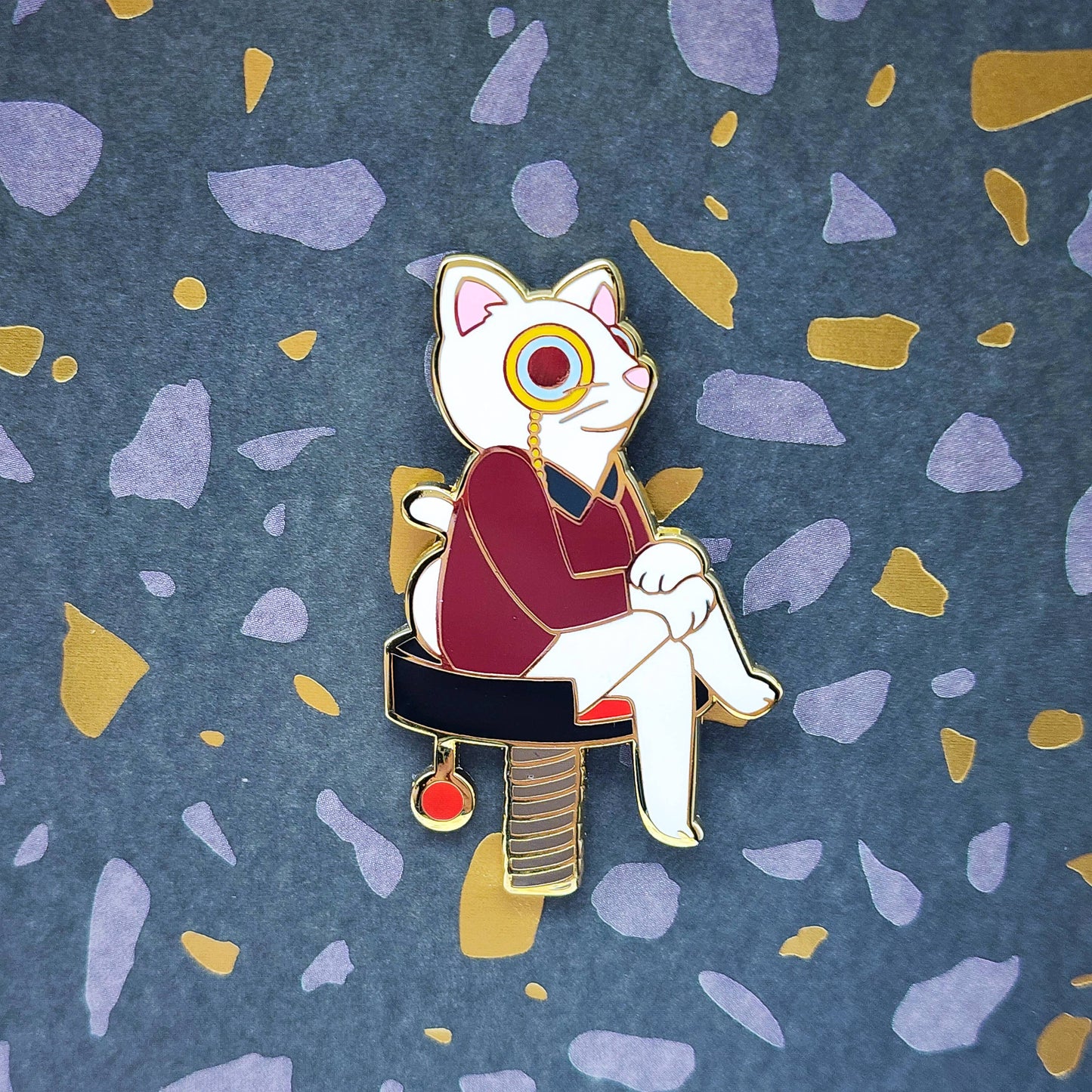 White Dapper Cat Enamel Pin