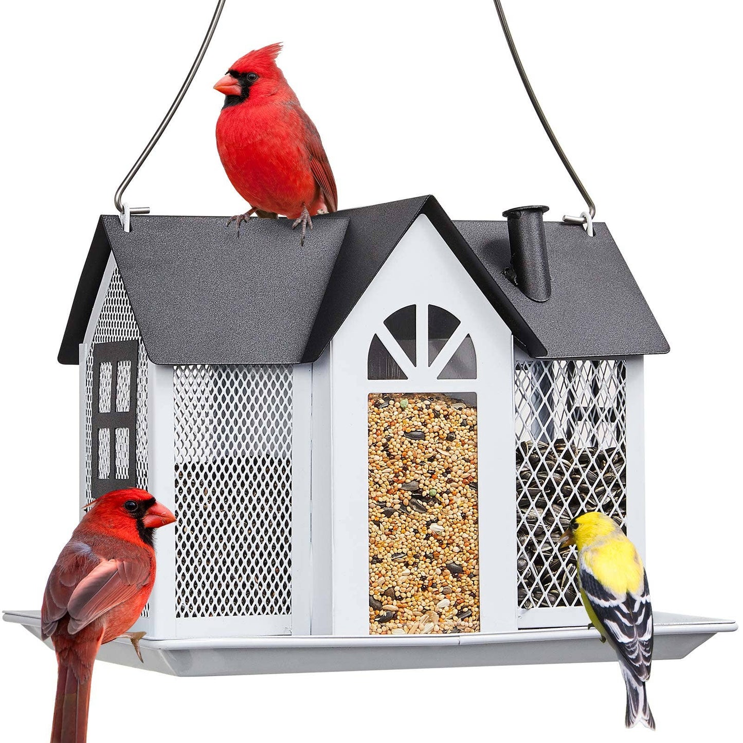 Kingsyard Metal House Bird Feeder for Outdoor Hanging