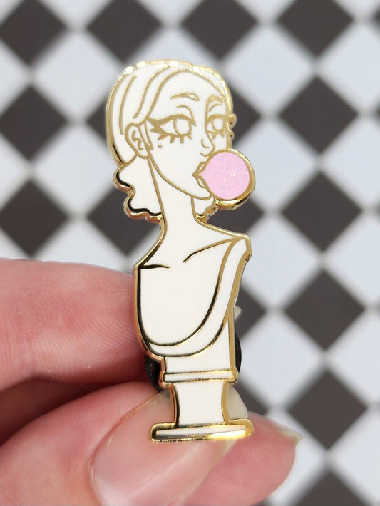 Marble Bust White Marble With Pink Bubble Gum Pin