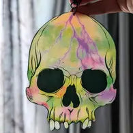 Wall/Window Hanging Accent Decor - Watercolor Skull