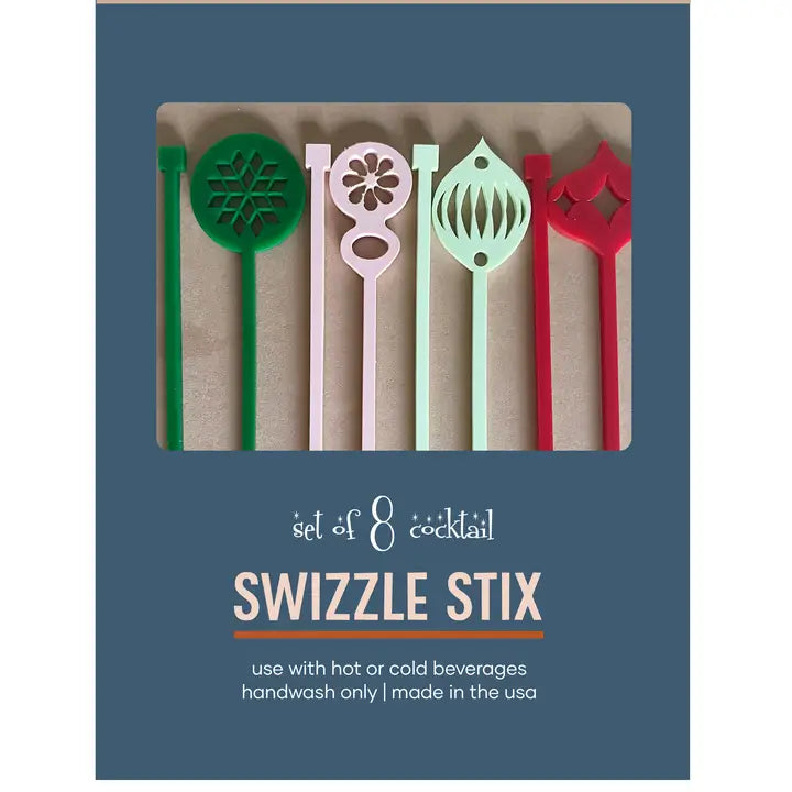 Retro Ornament Holiday Beverage Mixing Swizzle Stix Bright