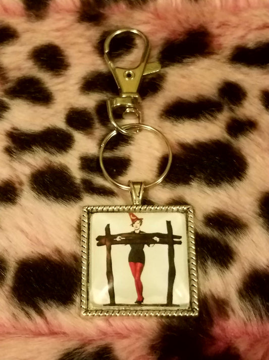 1" Vintage Halloween Pin Up Cabochon Key Chain