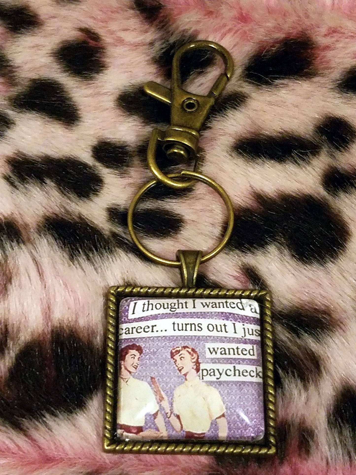 Vintage Sass Cabochon Key Chain
