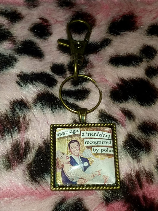 Vintage Sass Cabochon Key Chain
