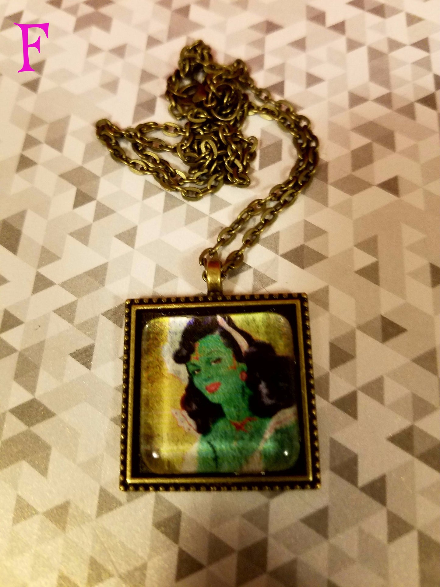 Zombie Pin Up Girl Cabochon Necklace