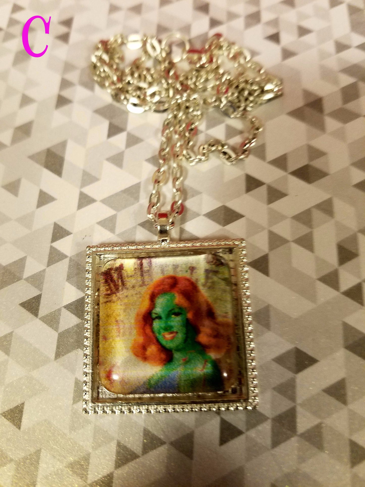 Zombie Pin Up Girl Cabochon Necklace
