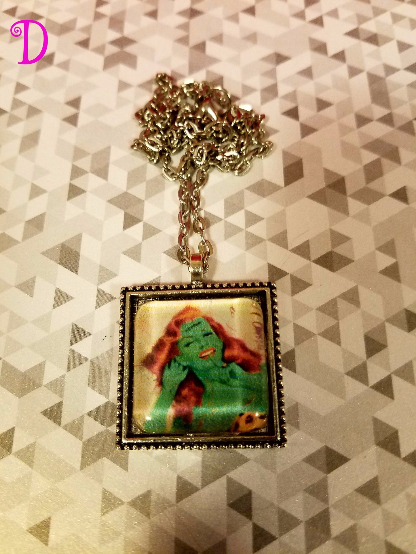 Zombie Pin Up Girl Cabochon Necklace