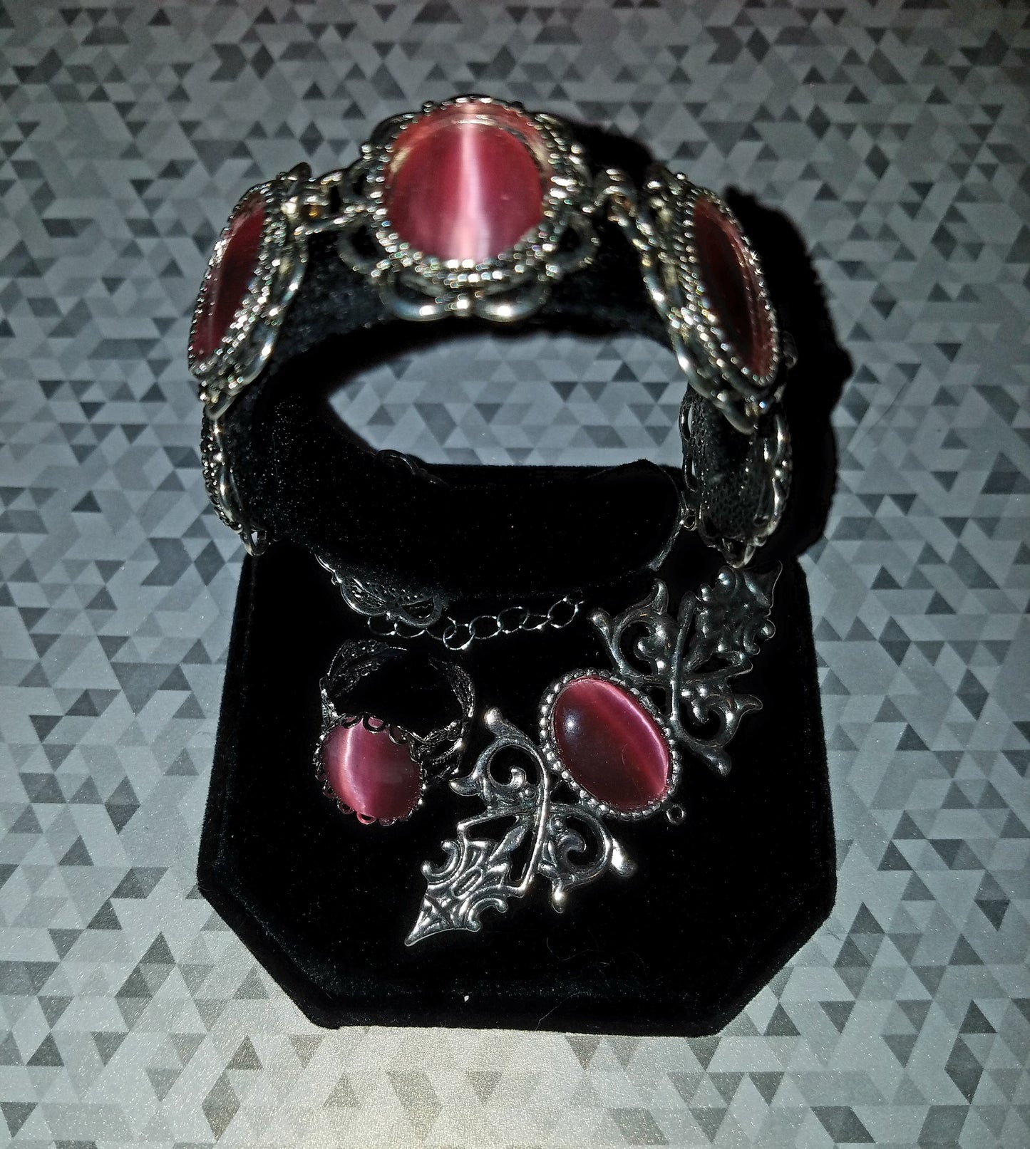 Pink Cat's Eye Brooch