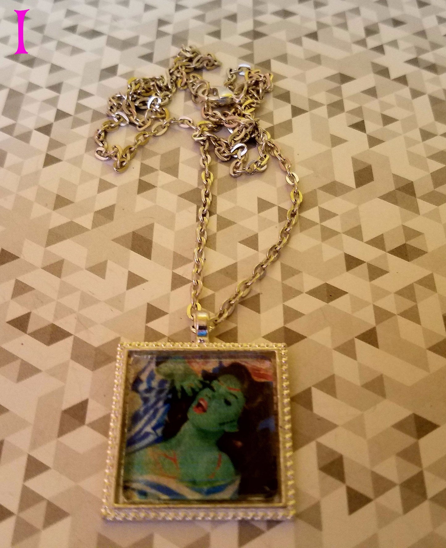 Zombie Pin Up Girl Cabochon Necklace