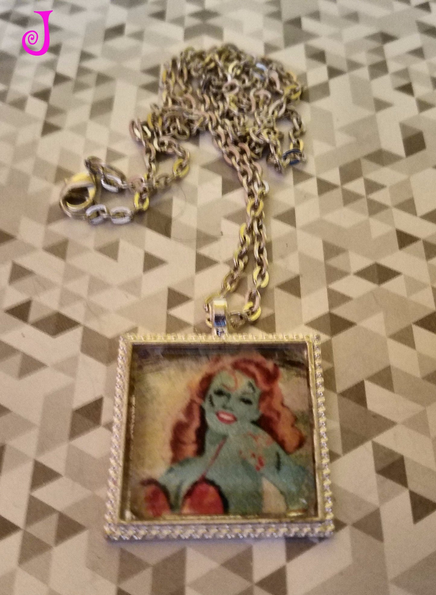 Zombie Pin Up Girl Cabochon Necklace