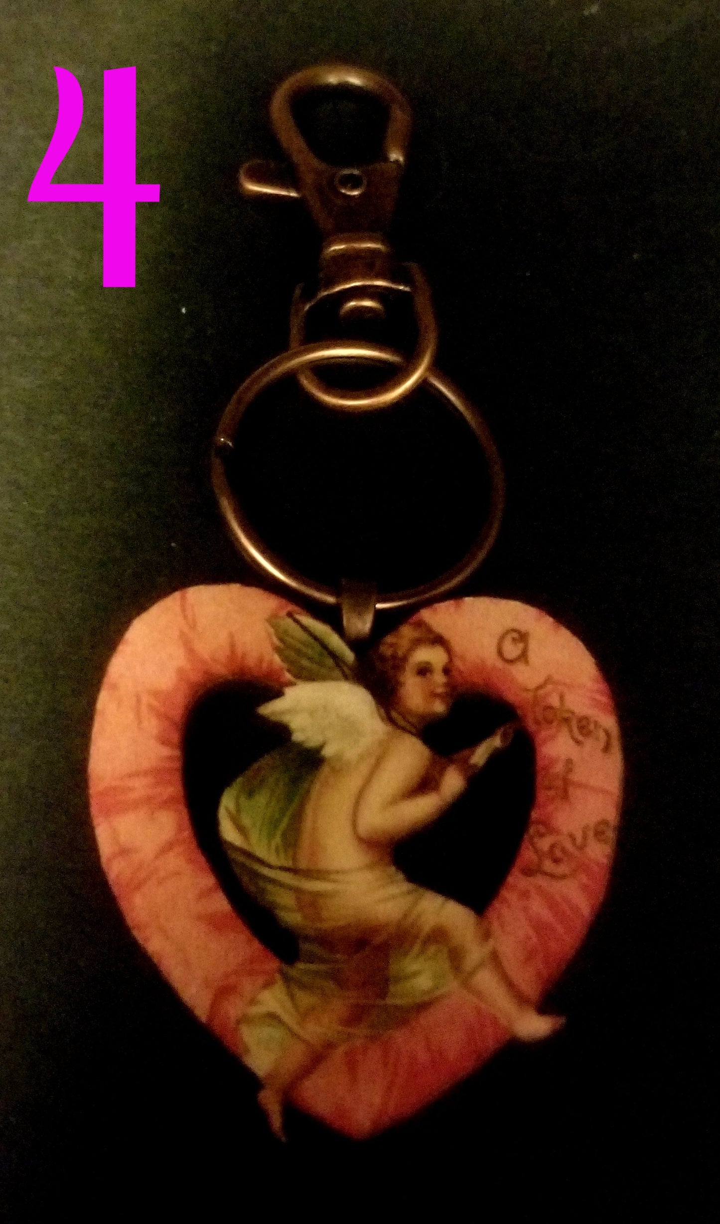 Vintage Valentine Heart Wood Key Chain