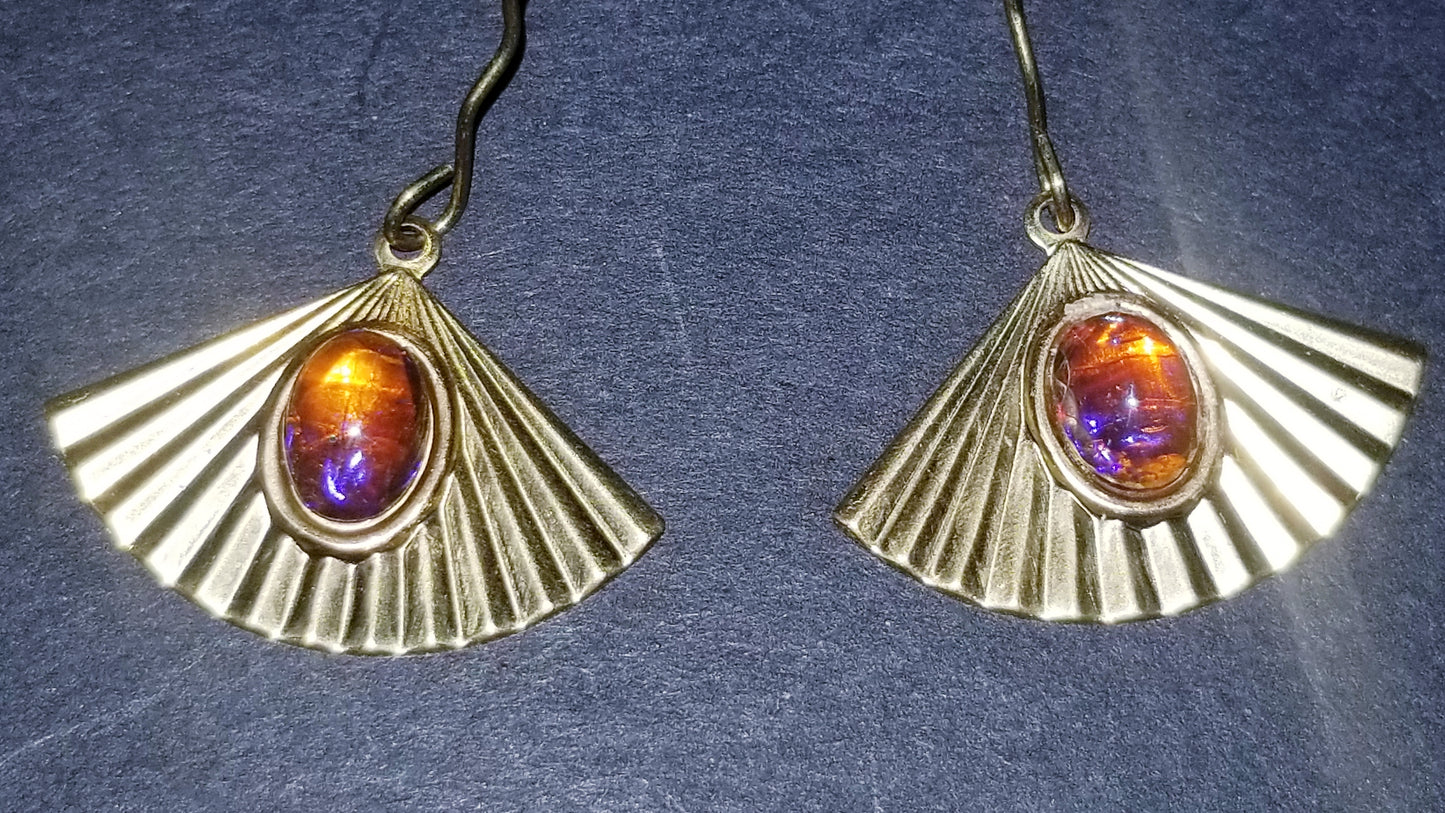 Fan Raw Brass Earrings