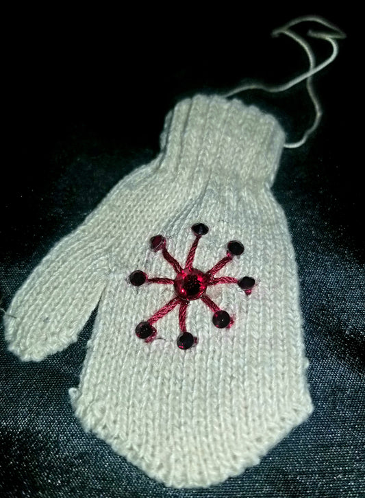 White Snowflake Mitten Ornament