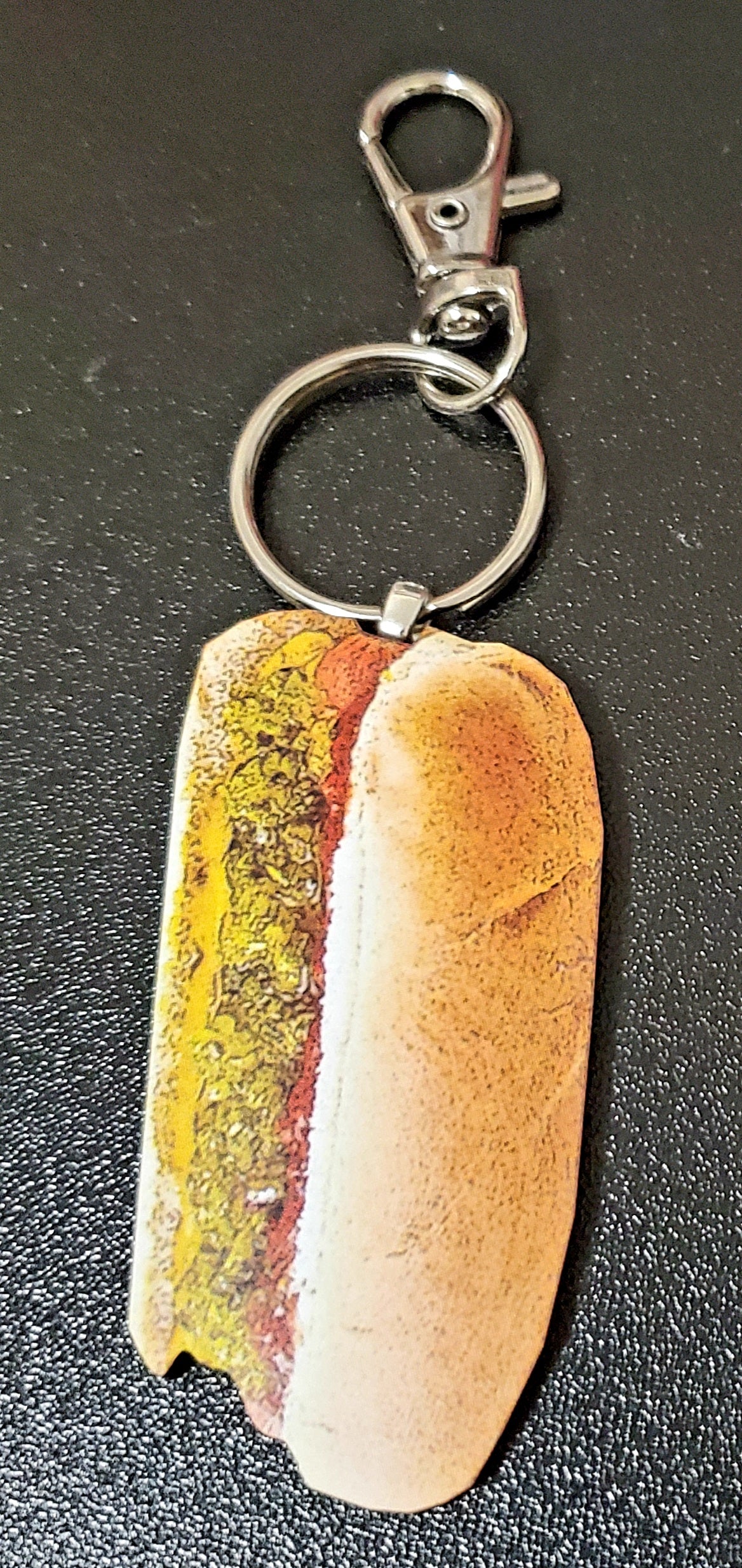 Hot Dog Wood Key Chain
