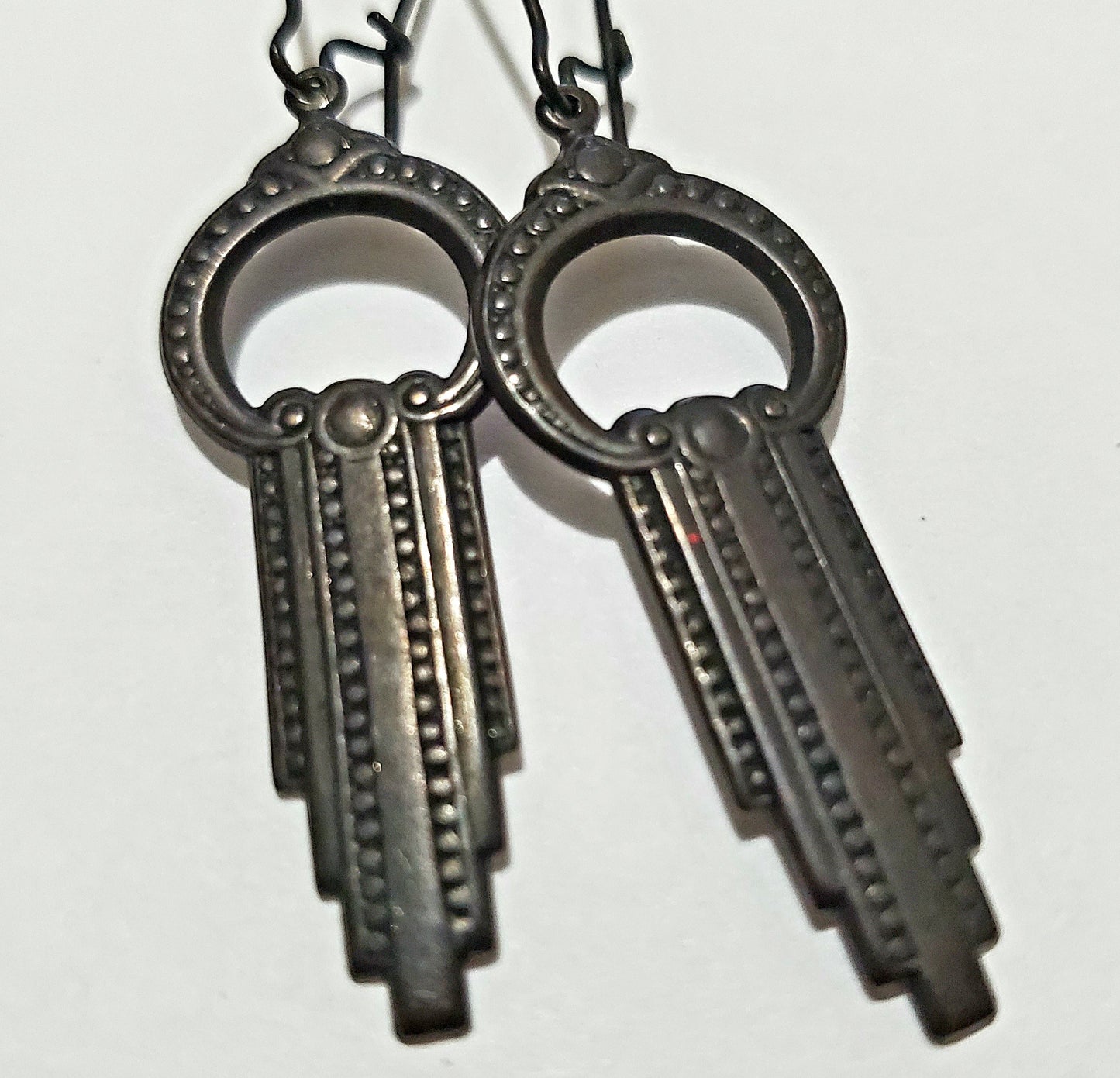Empire Waterfall Noir Brass Earrings