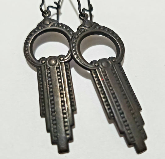 Empire Waterfall Noir Brass Earrings