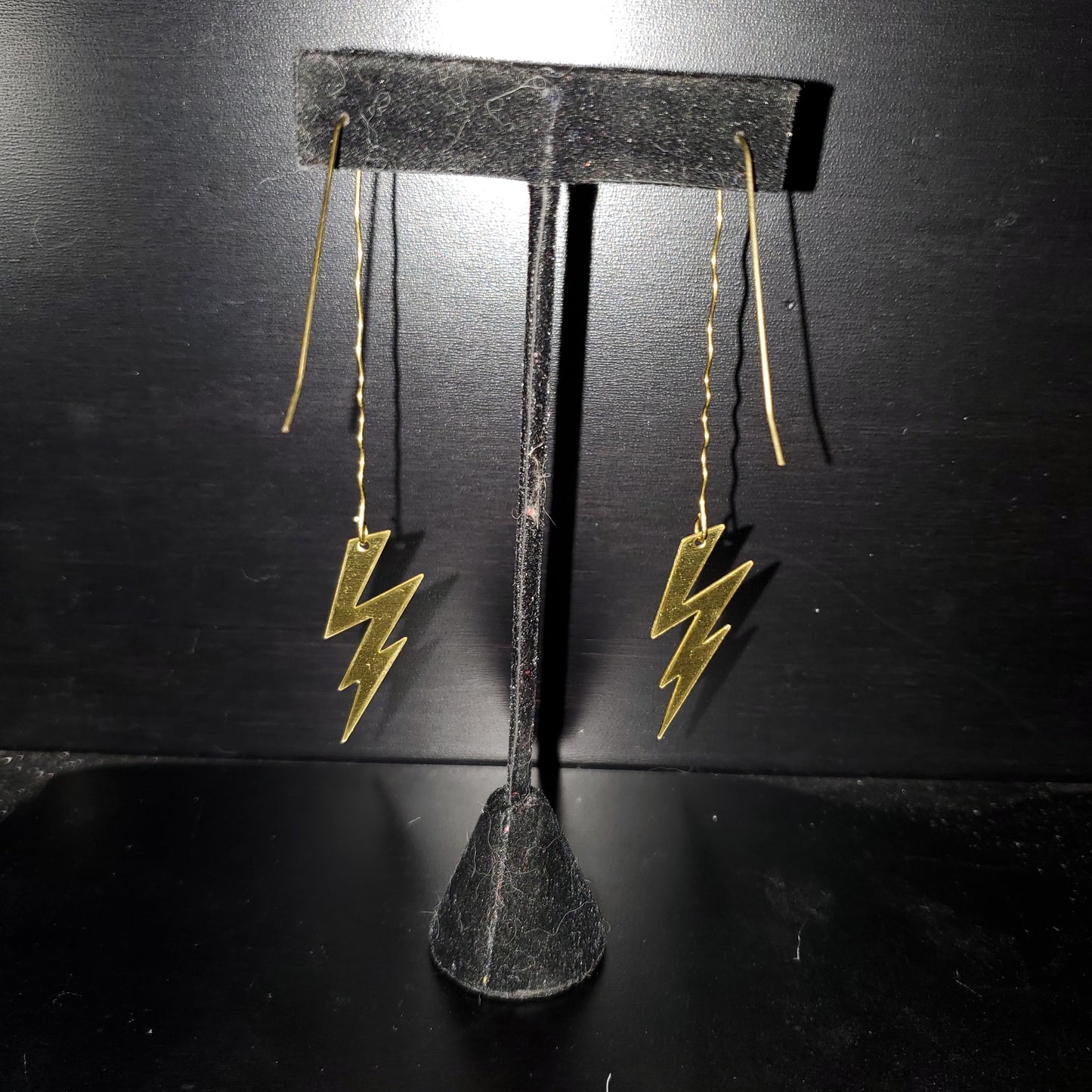 Lightning Bolt Raw Brass Earrings