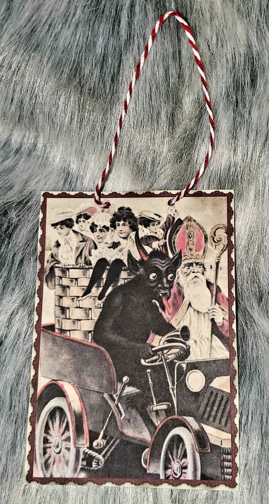 Vintage Krampus Card paper Ornaments