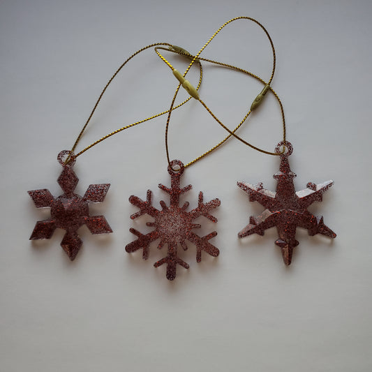 Red Ice Snowflake Ornament Set