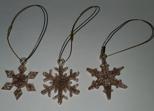 Gold Ice Snowflake Ornament Set