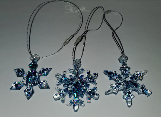 Blue Ice Snowflake Ornament Set