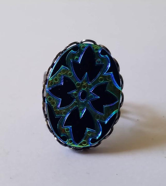 Aurora Borealis Cabochon Ring