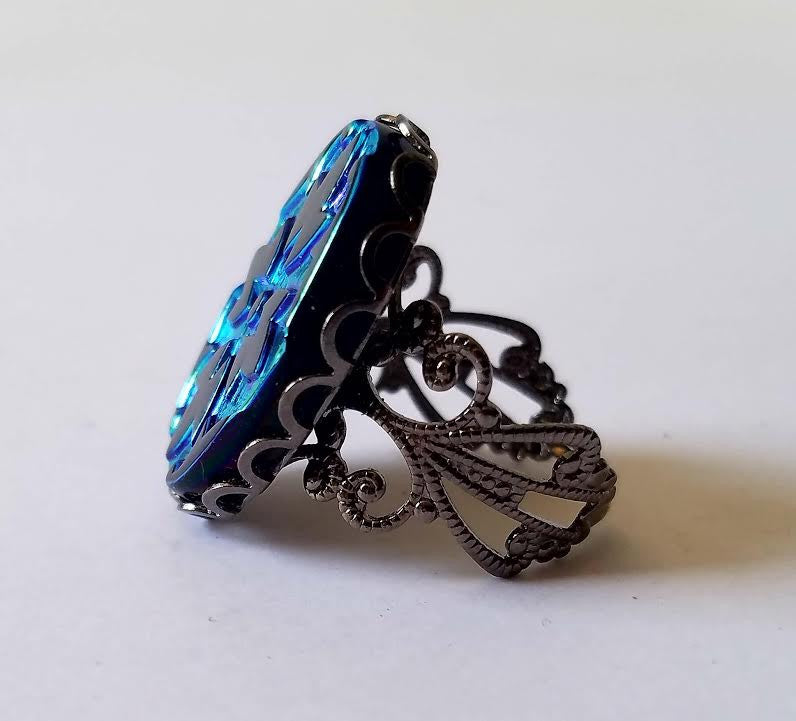 Aurora Borealis Cabochon Ring