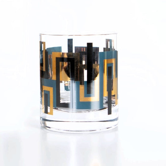 Blue and Gold Vintage Whiskey Cocktail Glass