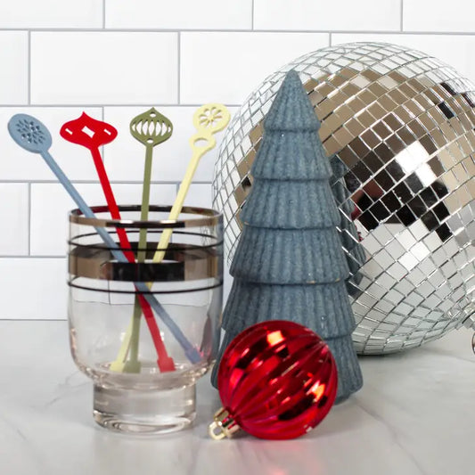 Retro Ornament Holiday Swizzle Stix Beverage Stir Sticks