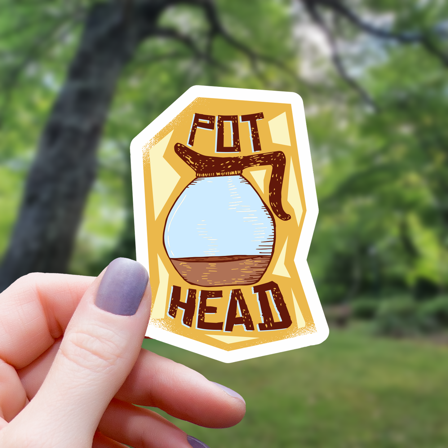 Coffee Pot Head Funny Sticker - 3"