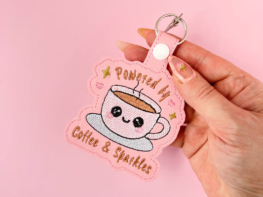 Powered by Coffee and Sparkles Keychain