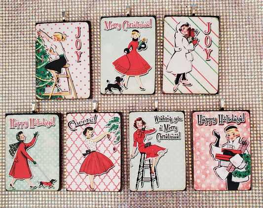Retro Holiday Lady Ornaments