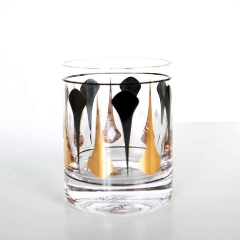 Mid Century Modern Black and Gold Cocktail Glass