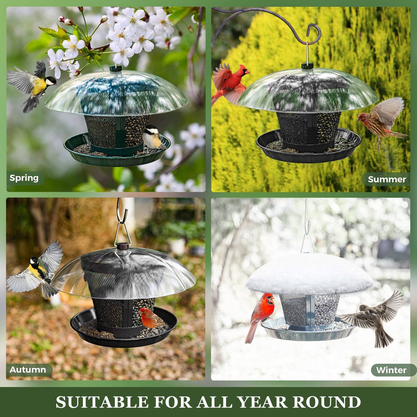 Kingsyard Metal Mesh Wild Bird Feeder with Weather Dome