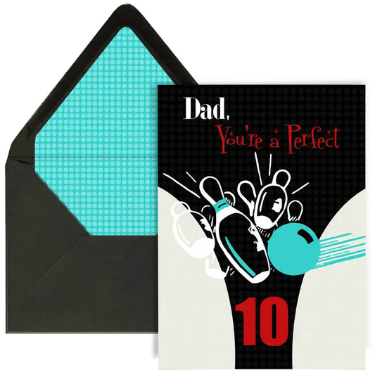 Perfect 10 Retro Bowling Card For Dad