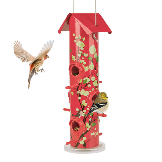 Kingsyard 6-Ports Metal Bird Feeders for Outside, 14 inch