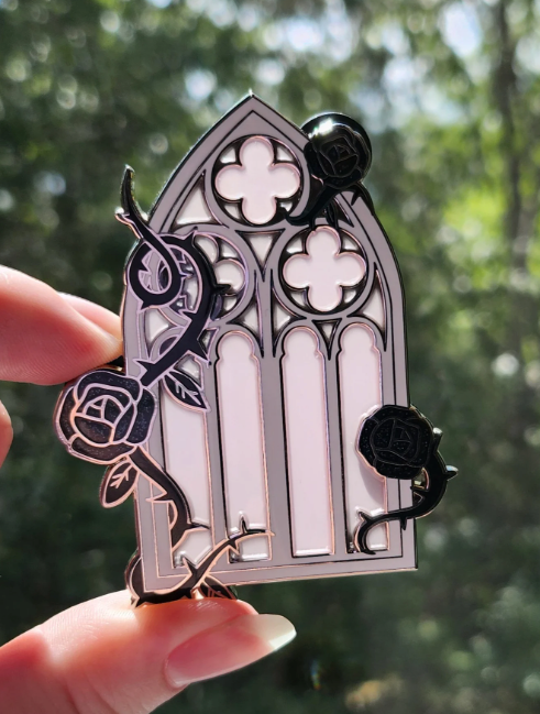 Cathedral Window "Gothic wedding" victorian Enamel Pin